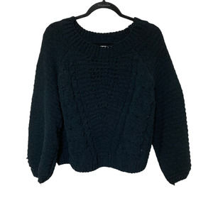 Jun & Ivy Francesca Sweater Knit Pullover Comfy Boho Black Womens Size Large